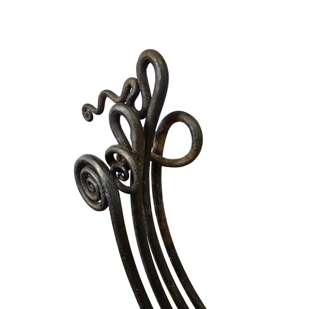 Wrought Iron Skewer Set w/ Wood Base Rustic Artisan Kabob Charcuterie - Picture 3 of 11